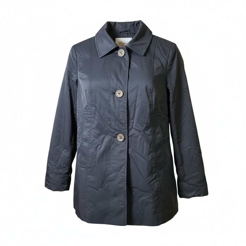Talbots Cotton Blend Jacket Coat Black Twee Lined Double Vented Scandi Girl 10
